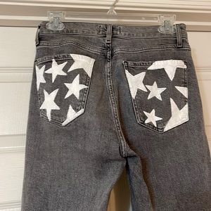 Custom painted Agolde grey denim jeans
